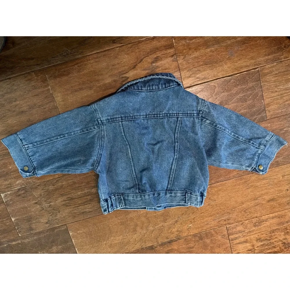 Vintage Hopscotch Toddler Denim Jacket 18 Months Blue Cotton Cropped 90s Trucker